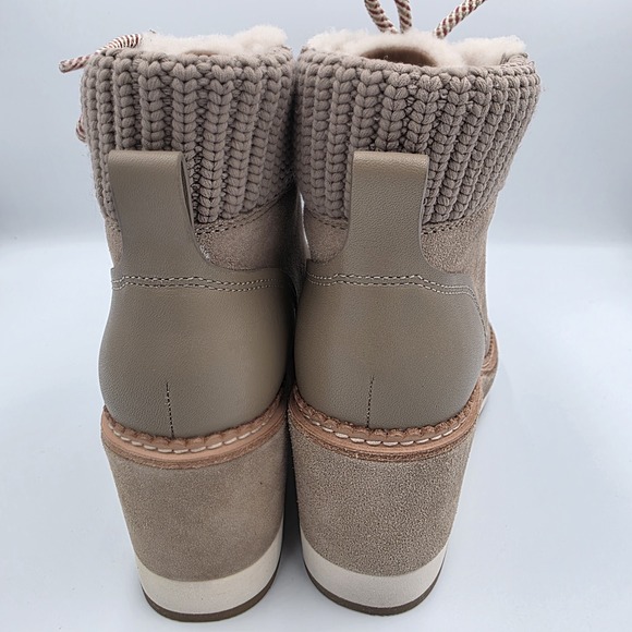 Kate Spade New York Willow Tan Womens Shearling Trim Wedge Booties Suede Leather - Picture 4 of 7